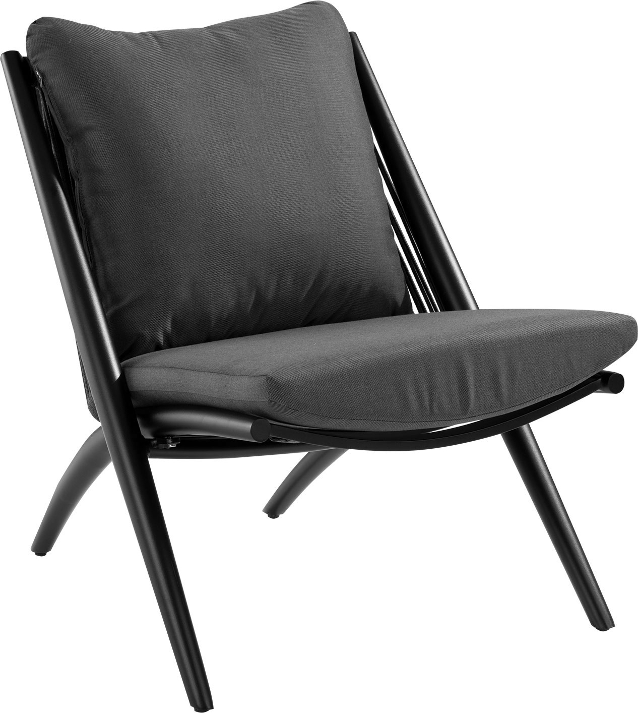Gartensessel - Anthrazit - Polyester - Aluminiumgestell - mit Kissen