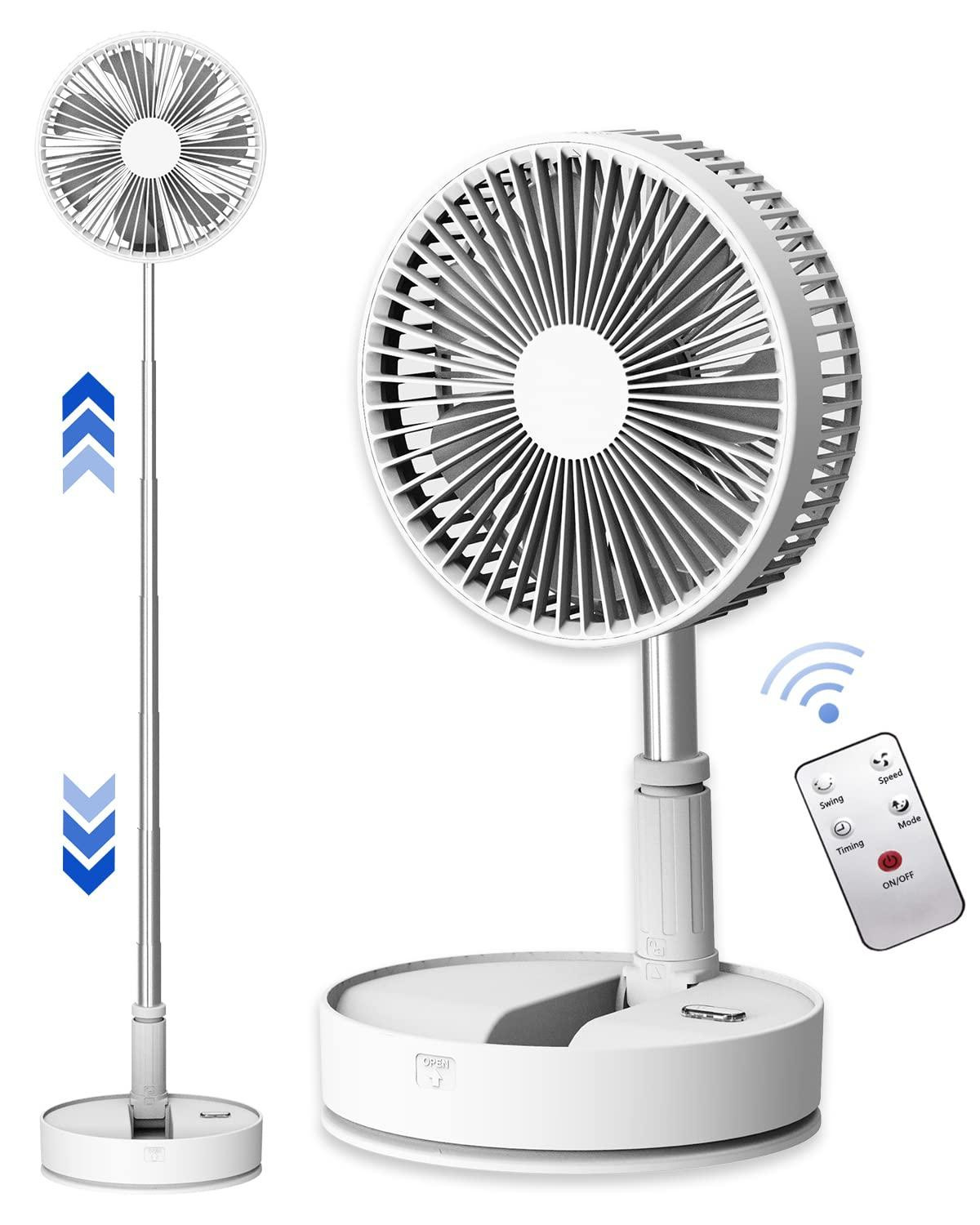 Selius Opvouwbare oscillerende ventilator met afstandsbediening en 7200 mAh accu voor camping en thuis