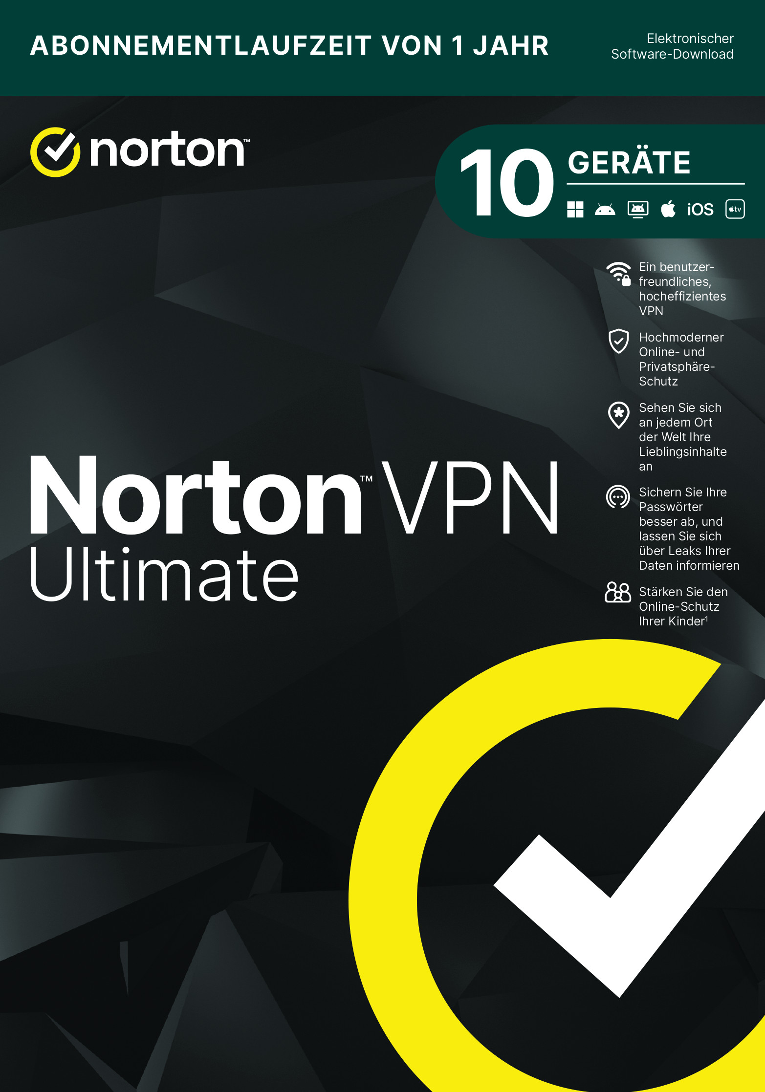 NortonLifeLock Ireland Limited Norton VPN Ultimate ND No Privacy Monitor 50GB CE 1 Nutzer/10 Geräte/1Jahr DE ESD 21485520