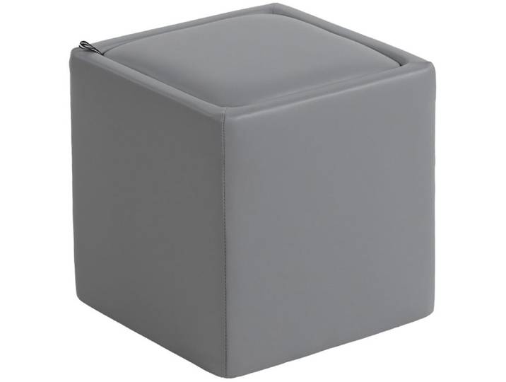 Tabouret avec rangement - 40x40x40 cm - Gris - Similicuir - 44L espace de rangement - Couvercle rabattable
