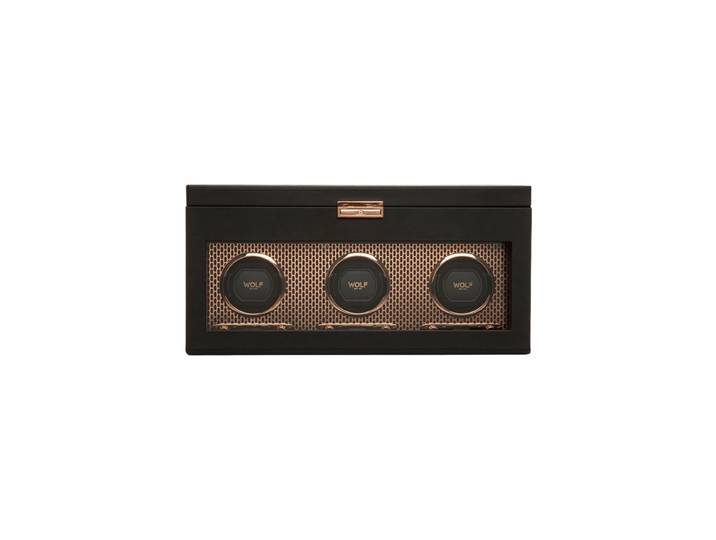 Uhrenbeweger „Axis Triple Watch Winder“ mit Schmuckfach und Reise-Etui Leder Kupfer WOLF