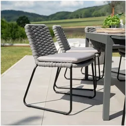 HOME DELUXE Gartenstuhl aus Seilgeflecht BALERO Hellgrau - 3er Set