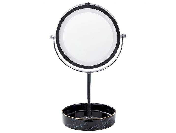 KOSMETIKSPIEGEL silber/schwarz mit LED-Beleuchtung 20 cm Savoie