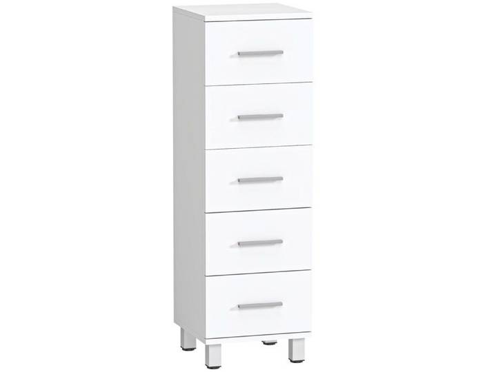FSX Commode à 5 tiroirs pour chambre à coucher et salon en bois 30x30x95 cm blanc
