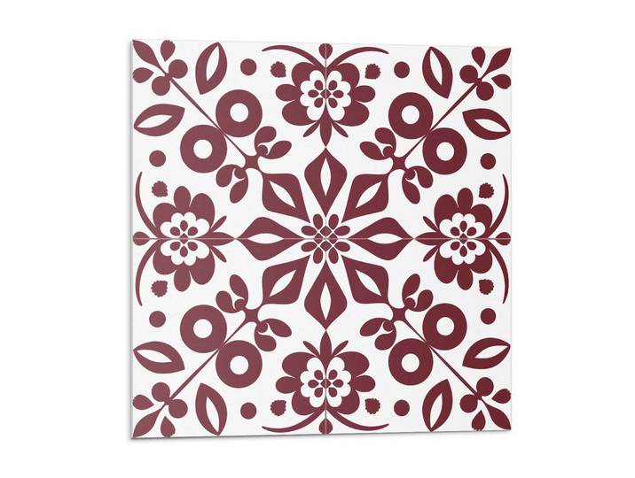 Wallfluent Wandpaneel 4x 50x50 cm selbstklebend Rosaria, Bordeaux, Kunststoff, Quadratisch, 50x1.6x50 cm, Bilder & Rahmen, Bilder, Dekopaneele
