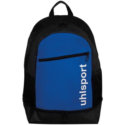 Rucksack UHLSPORT "Rucksack Essential Bottom Compartment", Herren, Gr. NOSIZE, blau (azurblau, schwarz, weiß), Obermaterial: 90% Polyester Pol. recyc.. 10% Polyurethan PU., Rucksäcke Rucksack