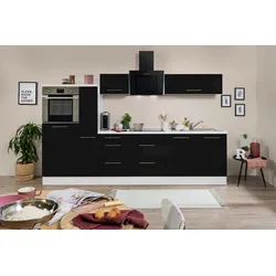 Küchenzeile mit Geräte Schwarz Hochglanz/Weiß B: ca. 300 cm