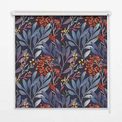 INNENROLLO - Fensterrollo - Rollo - 150x140 cm - Dunkle Blätter und Eberesche
