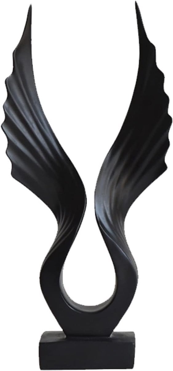 Abstracte Sculptuur Zwart - Handgemaakt Hars Ornament voor Tafeldecoratie - Hoogte: 32 cm