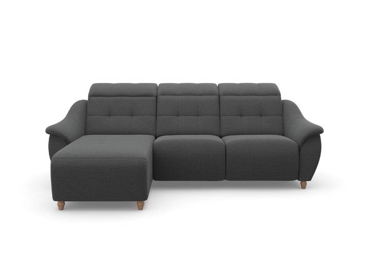 Ecksofa, Struktur, Grau, 254×170 cm, Kopfteilverstellung & Relaxfunktion, Klassisch, Home-affaire