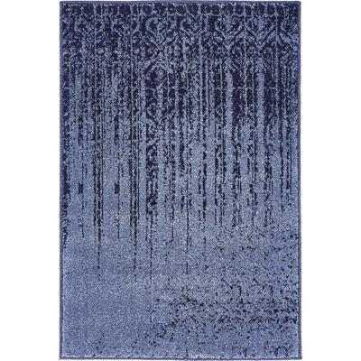 Teppich "Good Times, LAGERRÄUMUNG", blau (blau, marineblau), B:66cm H:13mm L:91cm, Polypropylen (PP), MYFLAIR MÖBEL & ACCESSOIRES, Teppiche, Teppich, Kurzflor, gewebt, Ornamente, Vintage-Optik