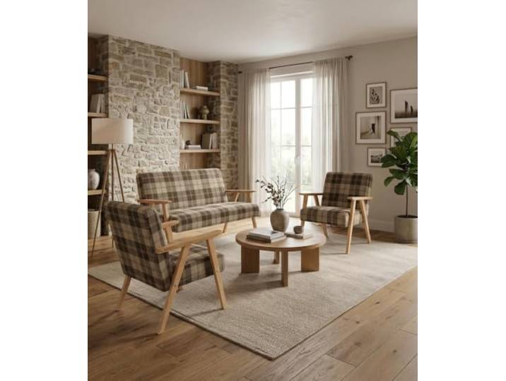Family Meble Sitzgruppe Soler Brawo – Zweisitzer-Sofa und 2 Sessel im Retro-Stil – Variante Brawo 3a