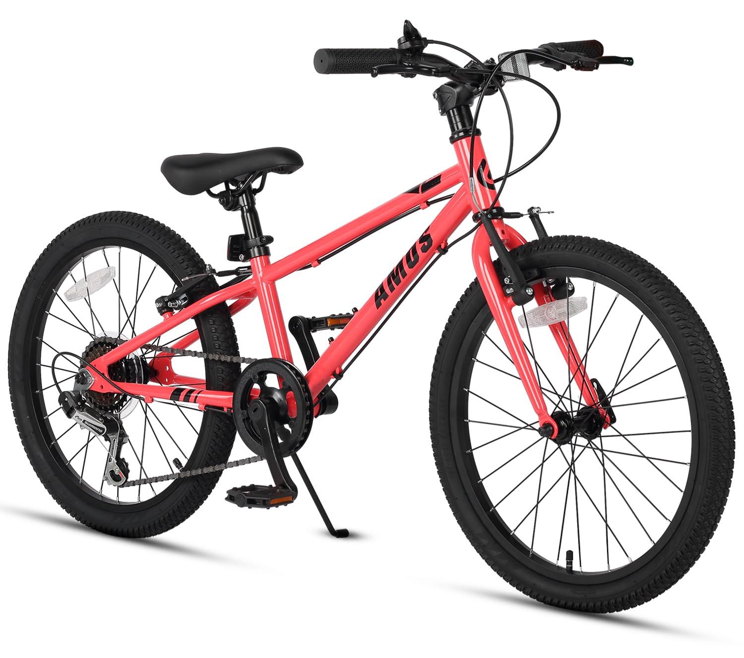 Kinderfahrrad 20 Zoll, 6-Gang, Doppel-Handbremse, rot