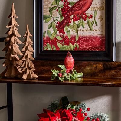 Regency International "8"" Resin Cardinal Holly Branch"