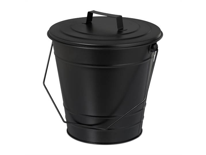 Ascheeimer mit Deckel 7L Schwarz