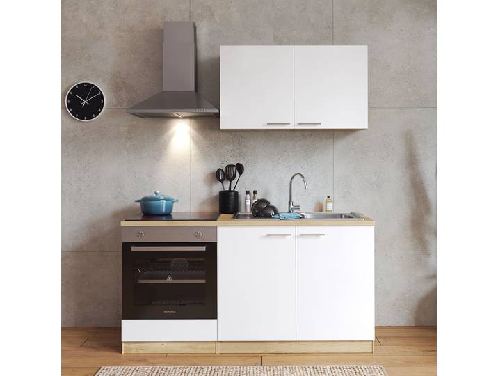 Singleküche Merle 160 cm 160 x 200 x 60cm Weiß Induktion