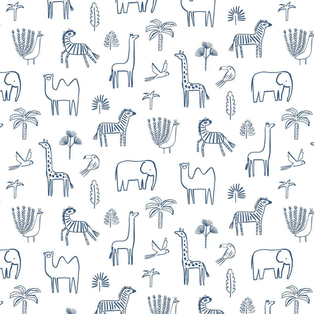 Harlequin Funky Jungle 10.05m x 52cm Wallpaper Roll Navy 1,005cm L