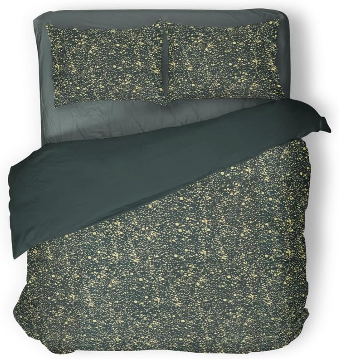 Luxe Dekbedovertrek Foil Velvet met subtiele foil print in het groen, 200 x 220 cm