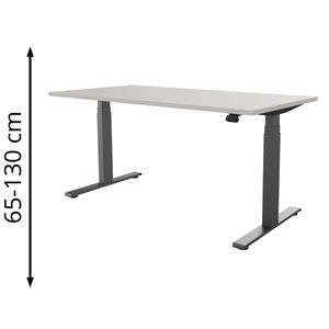 fm-Büromöbel Schreibtisch fouraction lichtgrau / anthrazit, elektrisch höhenverstellbar, 160 x 65-130 x 80 cm
