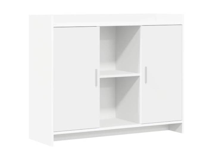 KGFHERENB Sideboard Weiß 98,5x33x80 cm Holzwerkstoff Kommode 2 Türen Moderne Anrichte für Flur und Schlafzimmer mit 3 Regalböden, viel Stauraum sowie langlebigen Metallgriffen.