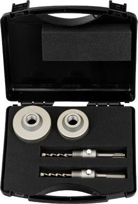Projahn Schlagbohrkronen-Set, Hartmetallzähne, 68/82 mm, SDS-plus und 6-kant, M22, Bohrtiefe ca. 55 mm, inkl. Zentrierbohrer