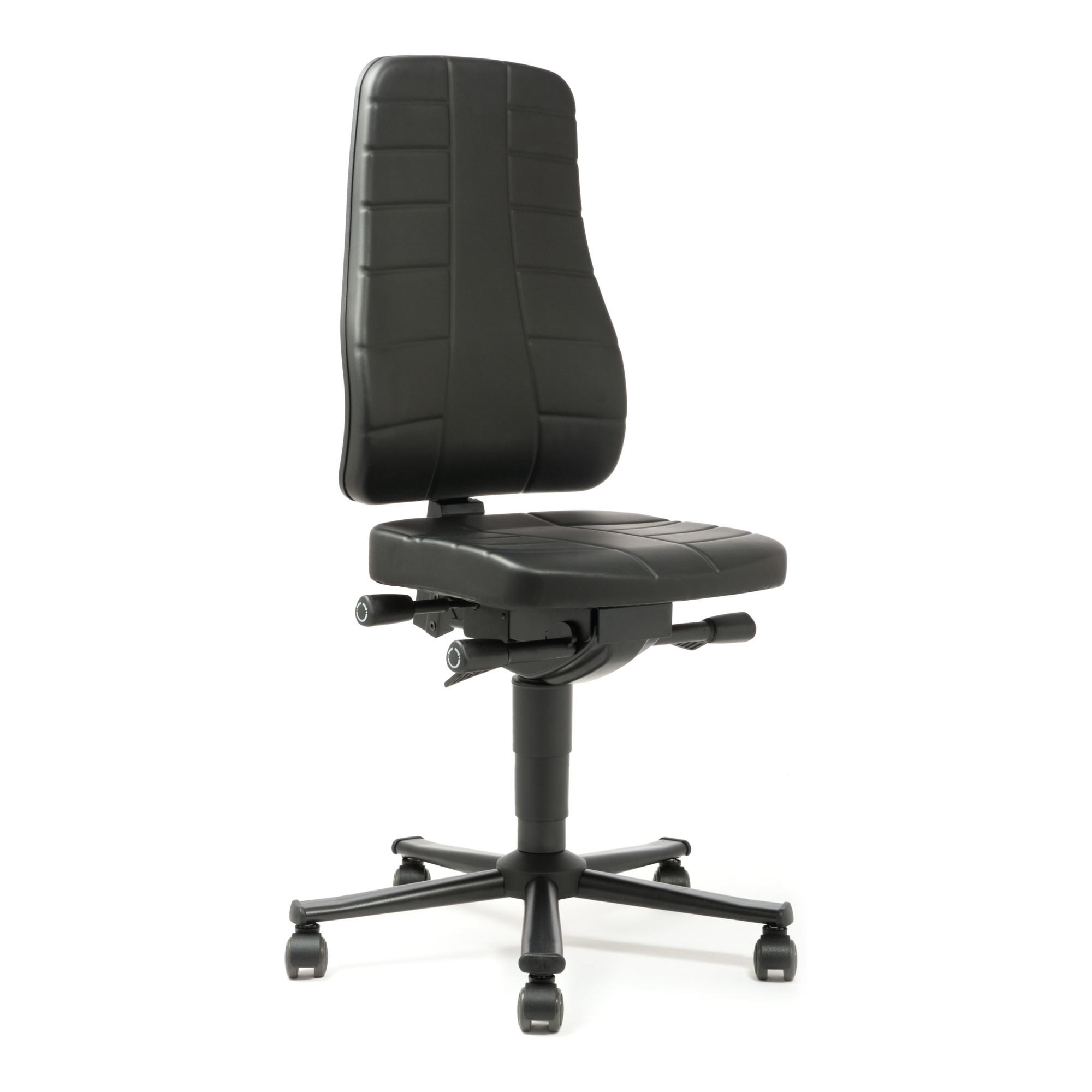 bimos Arbeitsstuhl All-In-One Highline mit Rollen und Kunstleder schwarz Sitzhöhe 450-600 mm (9643-2571)