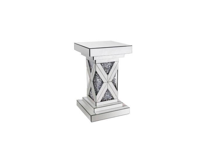 Ambia Home Beistelltisch, Silberfarben, Glas, Holzwerkstoff, Uni, rechteckig, Bodenplatte, 51x30.8x30.8 cm, einfacher Aufbau, Wohnzimmer, Wohnzimmertische, Beistelltisch, Beistelltisch Glas