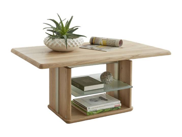 58 aufm Kessel Couchtisch Chantal höhenverstellbar 110x65x50 Couchtisch Massivholz Wildeiche (Sparset, Tisch inkl. Versand)