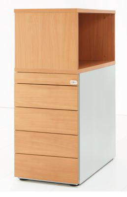 Schäfer Shop Genius Standcontainer mit Aufsatzregal, abschließbar, seitliche Griffnut, Buche