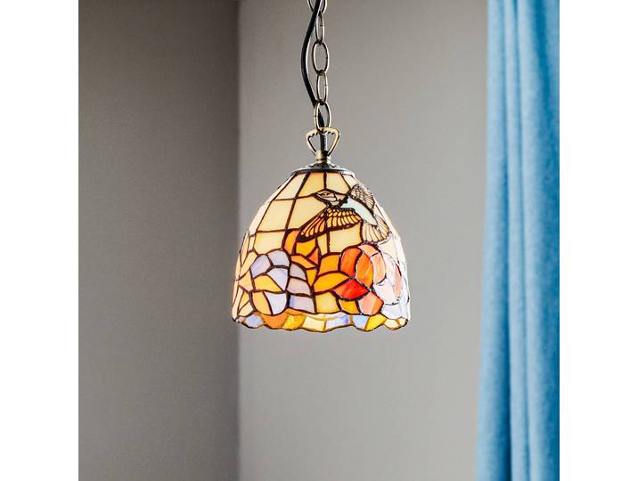 Artistar Tiffany Hängelampe COLIBRI, dimmbar, Multicolour, für Wohn- / Esszimmer, Glas, Tiffany, Pendelleuchte