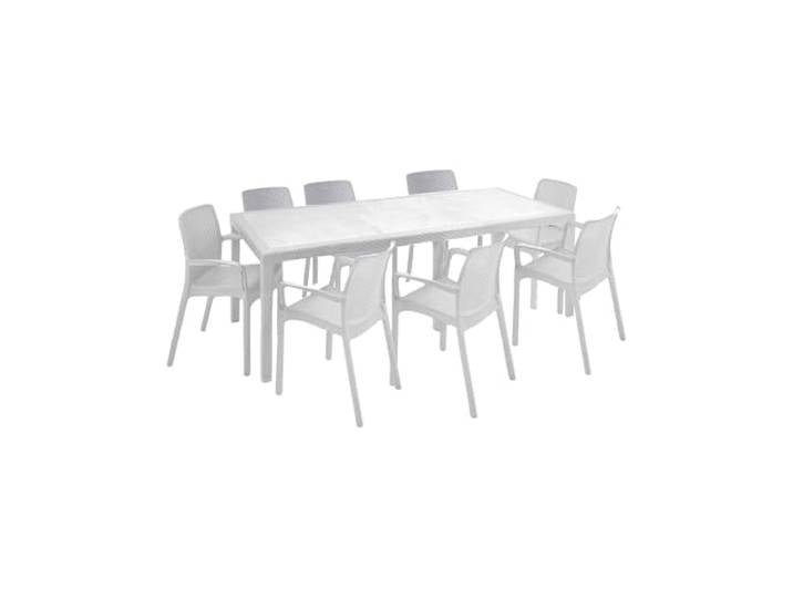 Dmora - Tisch- und Stuhlset Moie, Indoor-Lounge, ausziehbarer rechteckiger Tisch mit 8 Stühlen mit Armlehnen, Made in Italy, Weiß