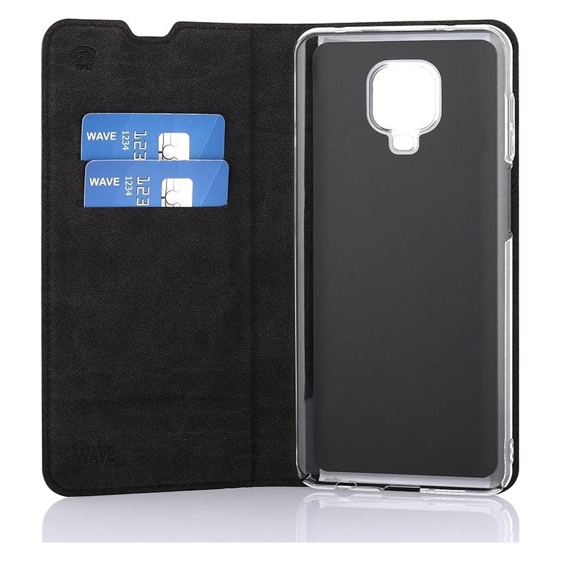 Wave BookCase -suojakotelo, Xiaomi Redmi Note 9 Pro, musta (Xiaomi Redmi Note 9 Pro) (WAVE-BC-XI-RENO9P-BK)