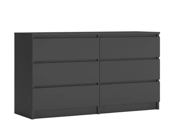 3xE Living Kommode 138 cm, 6 Schubladen, Anthrazite, 138 x 39 x 79 cm