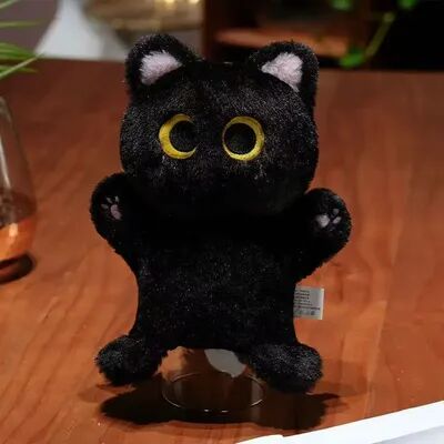 Friendly Fresh Finds Cute Cat Hand Puppet Soft Kitty Educational Baby Toy For Kids Animel Stuffed Doll black