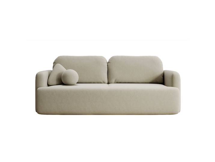 Dreisitziges ausklappbares Sofa Lambina mit Stauraum, beige,