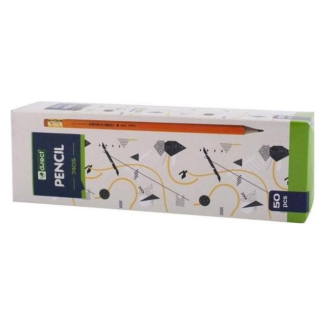 D.Rect Pencil HB 7405 wooden with eraser (50 pcs) (HB, 50x) (348886)