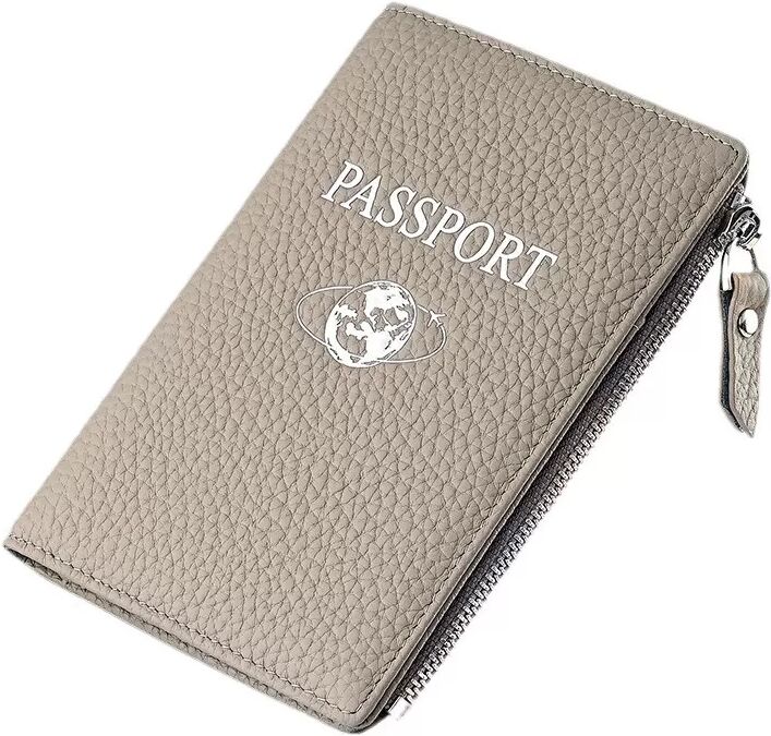INF RFID-blockierender Reisepasshalter aus Leder Grau
