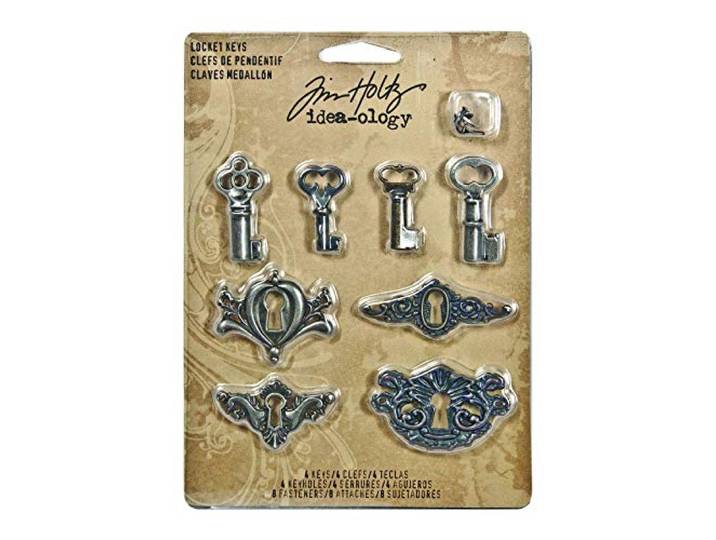 Tim Holtz TH92822 idee-ologie medaillon sleutels versieringen, Pack van 8,