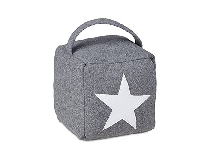 Relaxdays Cale Porte\, Design étoile\, en Tissu\, butoir avec poignée\, Haut\, décoratif\, H x L x P : 20 x 15 x 15 cm\, Gris
