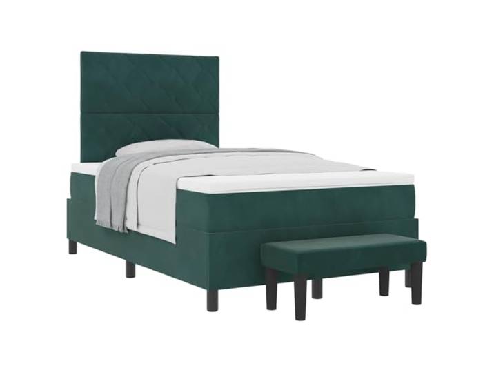 KTHLBRH Boxspringbett mit Kopfteil dunkelgrün 190 x 120 cm Samt Kopfteil aus Samt, Holzrahmen, mittelfeste Matratze, modernes Design, pflegeleicht
