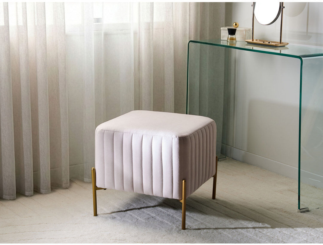 Canora Grey Footstool Benzant Velvet Taupe 43cm H X 47cm W X 47cm D