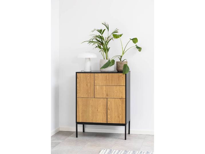 Kommode II 80 x 103 x 40cm Schwarz/Braun/Braun