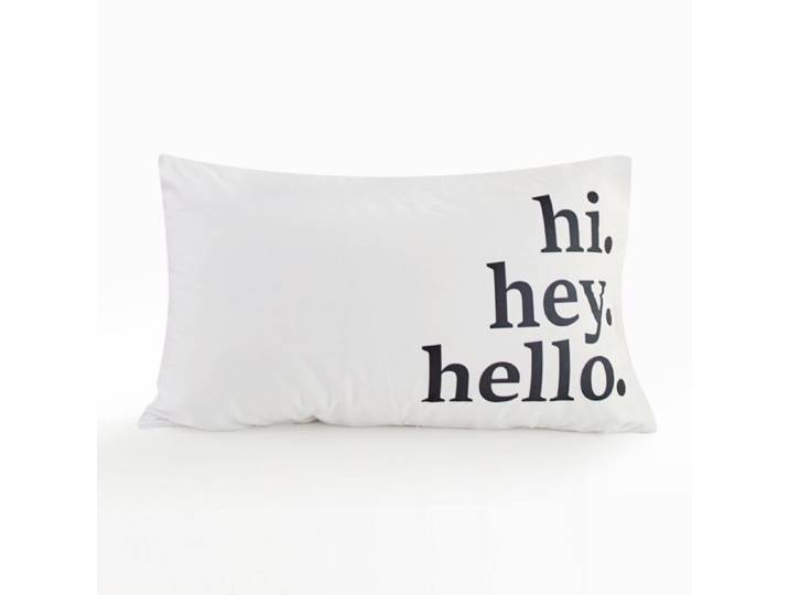 Kissenbezug mit Schriftzug „hi. hey. hello.“ – 65x65 cm