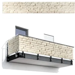 BALKON-SICHTSCHUTZ Ziegel - Wand - Licht - Weiß Balkon Deko 500x75 cm