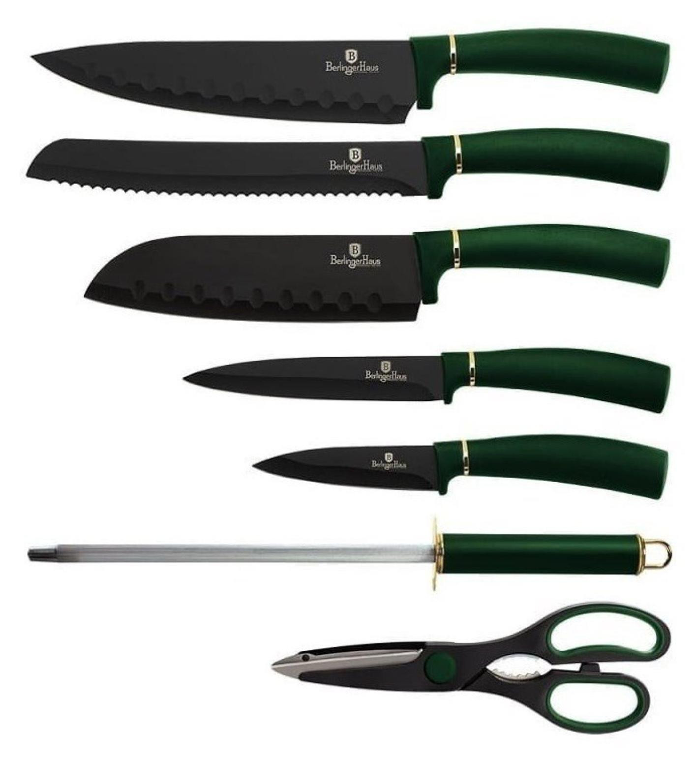 Berlinger Haus Emerald messenset met chefmes en standaard