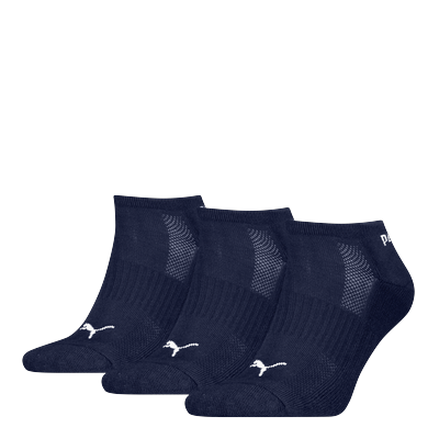 Sneakersocken PUMA "PUMA UNISEX CUSHIONED SNEAKER 3P", Damen, Gr. 39-42, Sockengröße, blau (navy), Baumwollmischung, elastisch, Socken Sneakersocken, mit Frottee