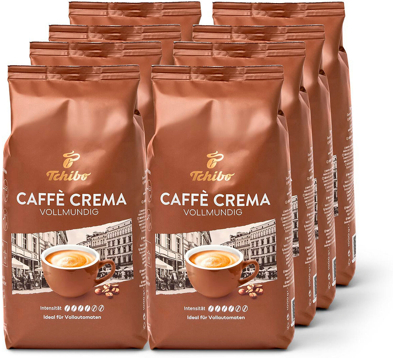 Tchibo - Caffè Crema Vollmundig - 8 x 1 kg Ganze Bohne - Intensität: 4/6