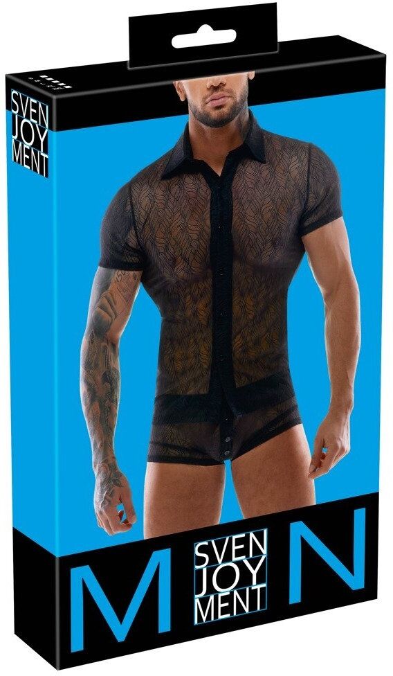 Svenjoyment Chemise transparente en dentelle extensible à manches mi-longues