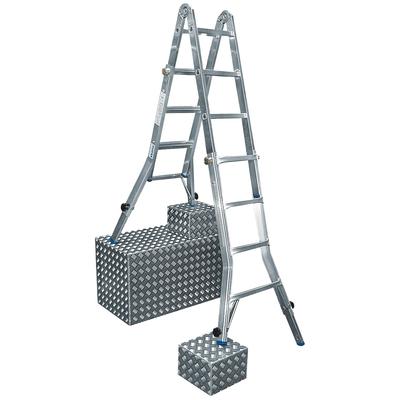Teleskopleiter KRAUSE "STABILO", silber (silberfarben), B:67cm H:135cm, Aluminium, Leitern