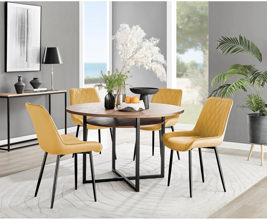 Canora Grey Adler 4 -Person Dining Set Mustard/Black 4